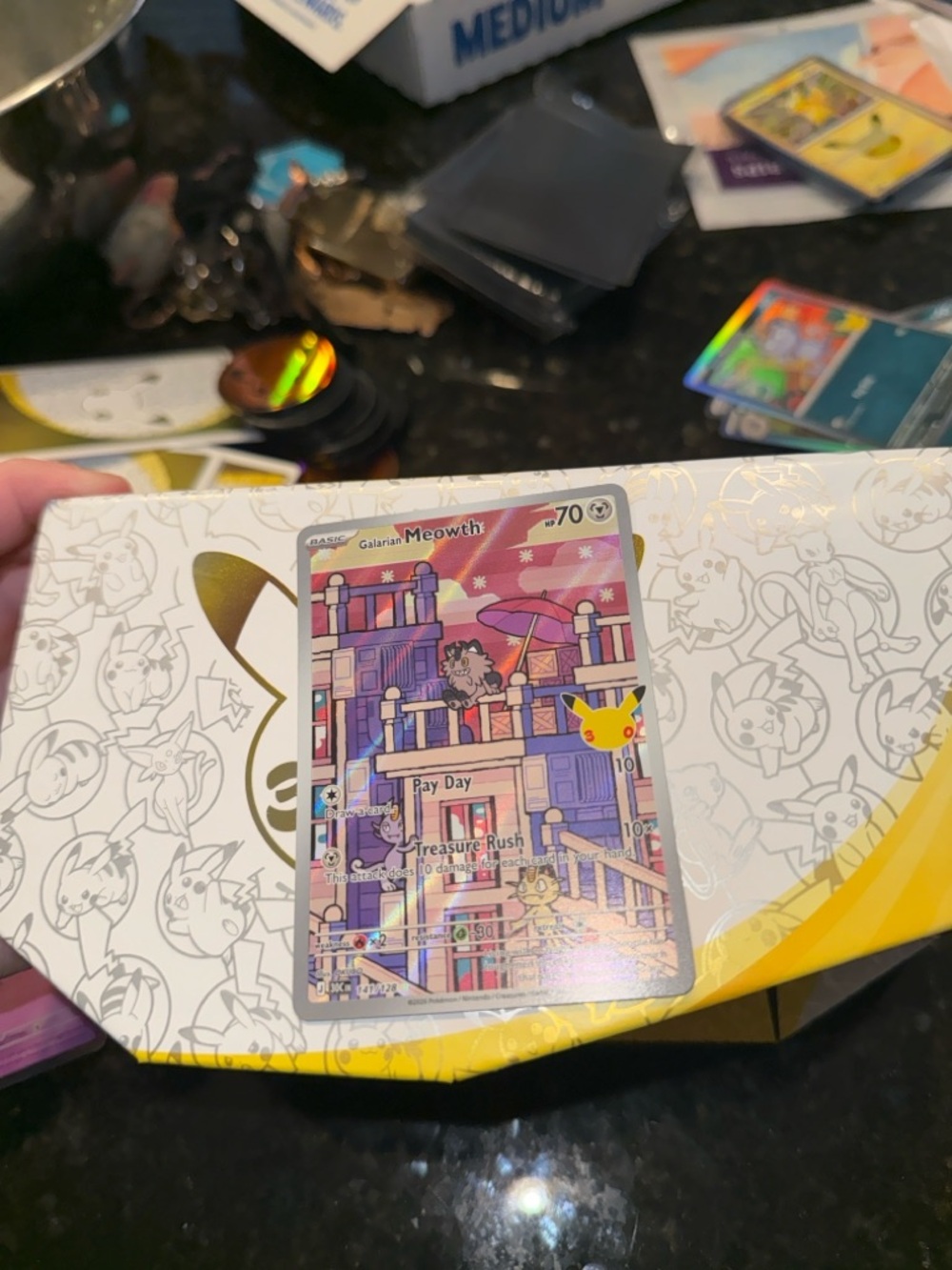 Galarian Meowth 30th Anniversary Pokemon Card 141/128